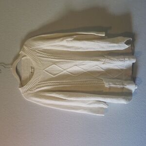 JohnPaulRichard White Chunky Ribbed Knit Sweater